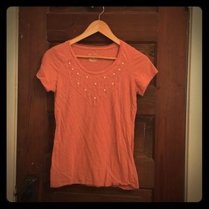 Peach Blush Bead and Stitching Embellished Tee